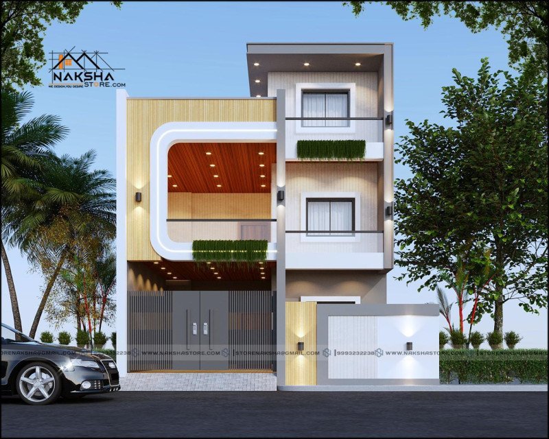 Modern 3D Elevation Design for Indian Homes | G+1 Contemporary House – Naksha Store